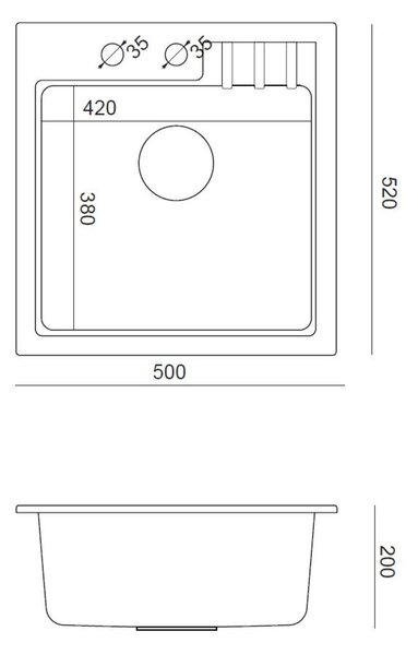 Quadron Peter chiuveta graniteq 50x52 cm negru HCQP5052BLM_PC