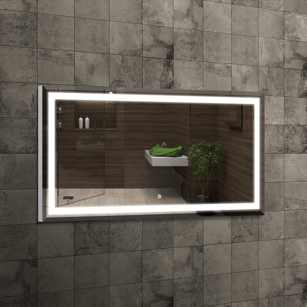 Venti Willa oglindă 120x60 cm dreptunghiular cu iluminare argint 5907722357984