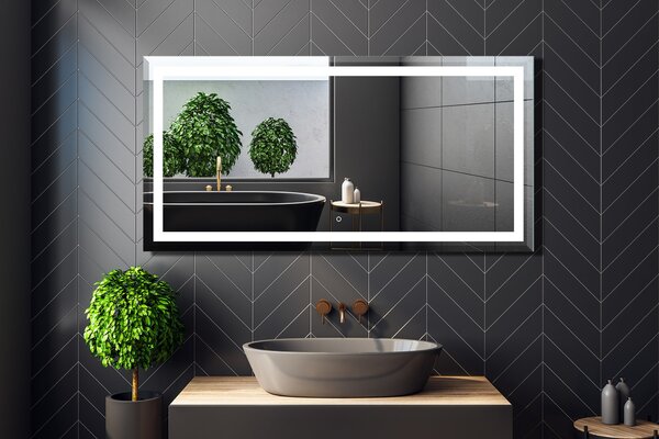 Venti Willa oglindă 120x60 cm dreptunghiular cu iluminare argint 5907722357984