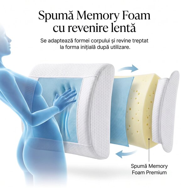 Perna lombara memory foam cu gel racoritor ORTO LOMBAR Gel