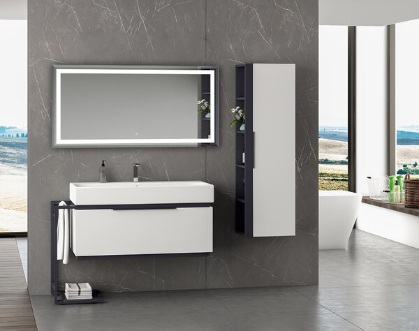 Venti Willa oglindă 120x60 cm dreptunghiular cu iluminare argint 5907722357984