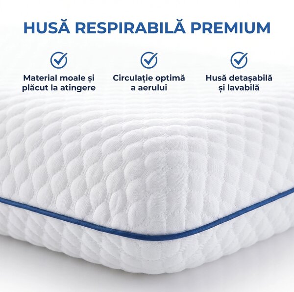 Perna ortopedica cervicala memory foam cu gel si ventilatie AERO-SAN G