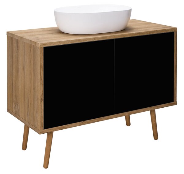 Oltens Hedvig dulap 95x45x49.7 cm sub chiuveta pe perete negru-stejar 60204360