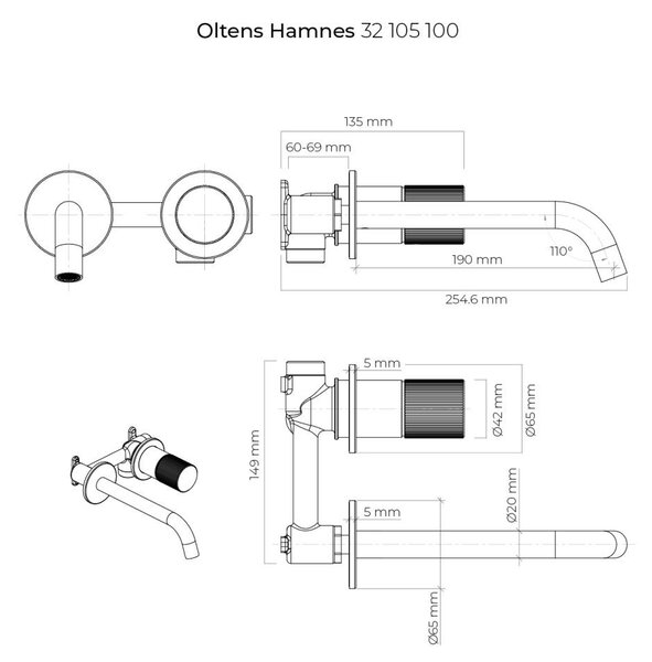 Oltens Hamnes baterie lavoar ascuns crom 32105100