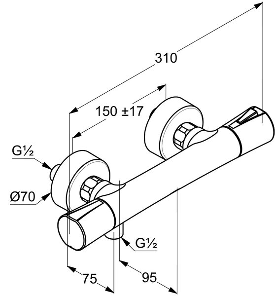 Kludi Zenta baterie de duș perete cu termostat crom 351000538