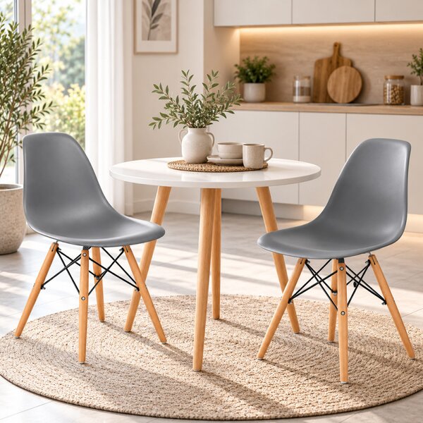 Scaun bucatarie si dining, stil nordic, gri, picioare din lemn natur, structura metalica, maxim 120 kg