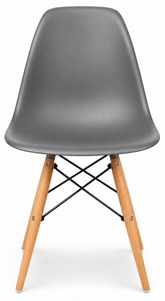 Scaun bucatarie si dining, stil nordic, gri, picioare din lemn natur, structura metalica, maxim 120 kg