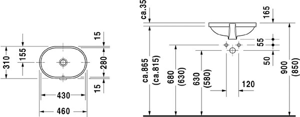Duravit Foster lavoar 43x28 cm ovale sub blat alb luciu 0336430000