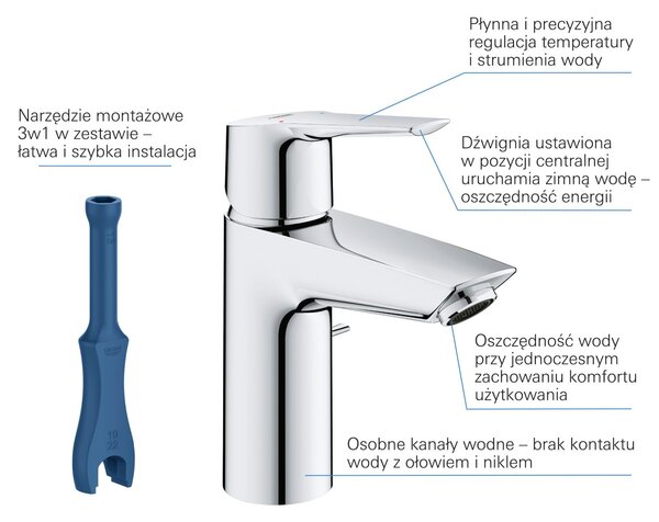 Grohe Start baterie lavoar stativ StarLight Chrome 31137002