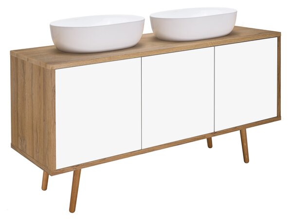 Oltens Hedvig dulap 140x45x49.7 cm sub chiuveta pe perete alb-stejar 60205060