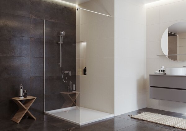 Cersanit Mille perete cabină de duș walk-in 100 cm crom luciu/sticla transparentă S161-001