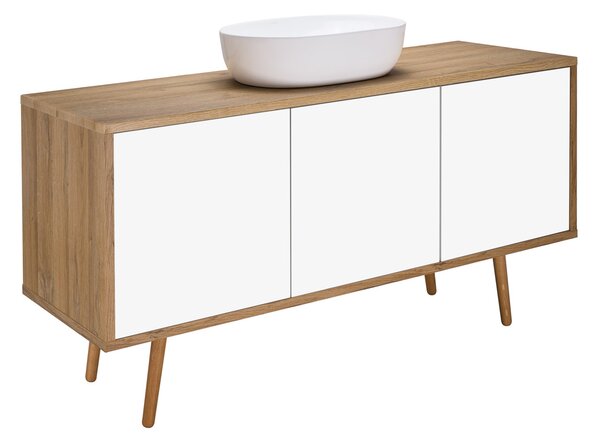 Oltens Hedvig dulap 140x45x49.7 cm sub chiuveta pe perete alb-stejar 60205060