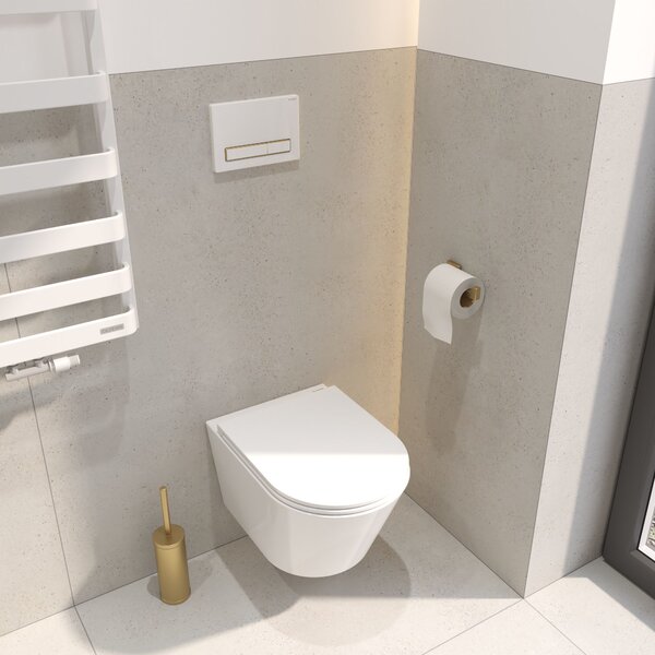 Oltens Torne buton de spălare pentru WC alb/auriu/mat/alb 57105000