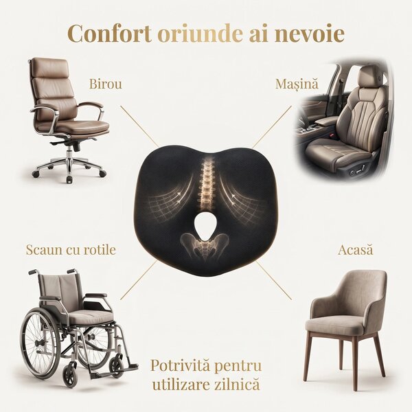 Perna ortopedica sezut din spuma cu memorie, forma de inima, ORTO 14