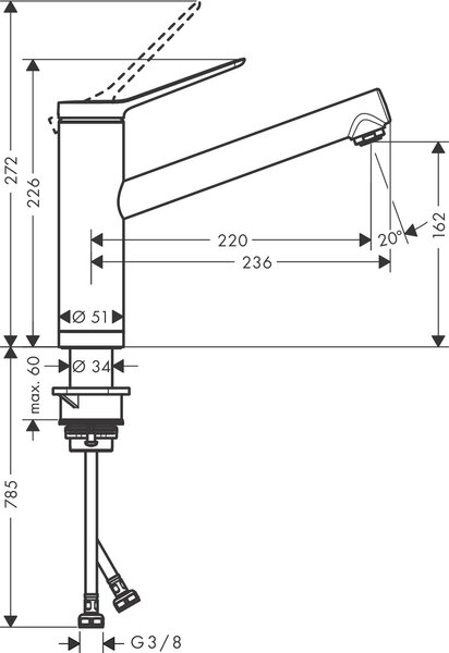 Hansgrohe Zesis M33 baterie bucătărie pe picior crom 74805000
