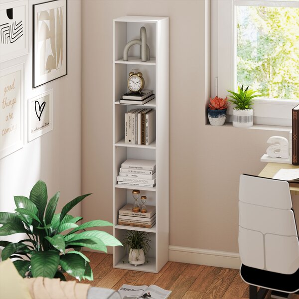 HOMCOM Bibliotecă Autoportantă și care Economisește Spațiu, 30x24x159 cm, Culoare Alb | Aosom Romania