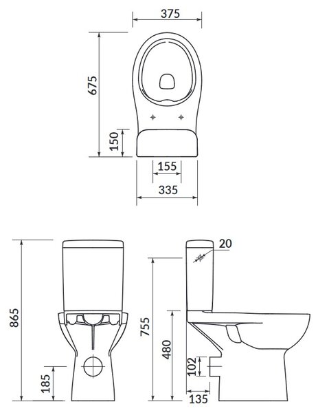 Cersanit Etiuda compact wc pentru persoane cu dizabilități alb K11-0221