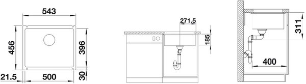Blanco Subline 500-U chiuveta din ceramica 54.3x45.6 cm alb 523733