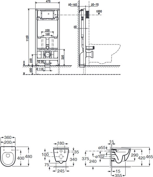 Roca Duplo One set vas cu capac și cadru A893106400