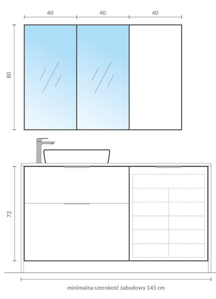 Cersanit City dulap 40x13.8x80 cm laterala pe perete alb S584-020-DSM