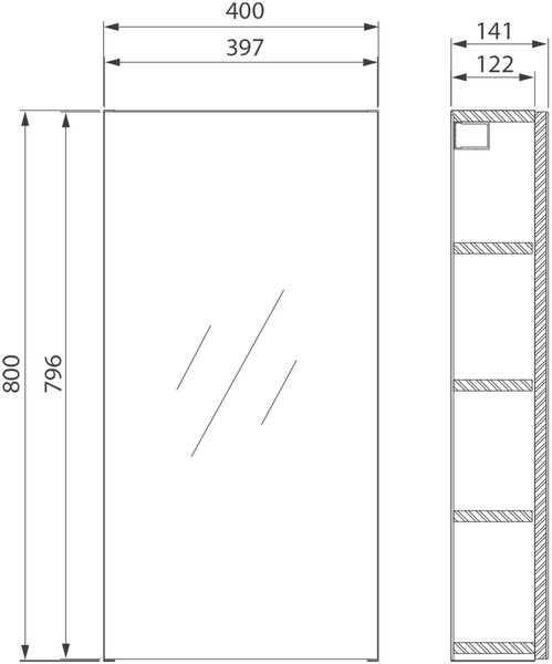 Cersanit City dulap 40x14.1x80 cm cu oglinda alb S584-022-DSM