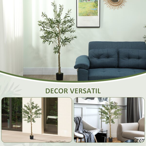 HOMCOM Plantă Artificială Măslin 150 cm cu 720 Frunze, 32 Măsline și Ghiveci | Aosom Romania