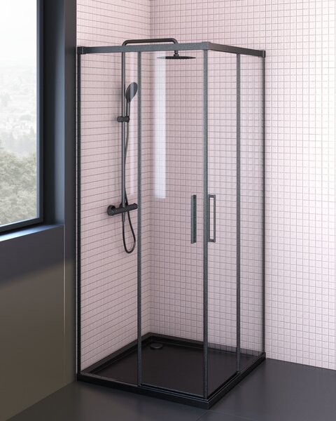 Oltens Superior cădiță de duș pătrată 90x90 cm negru 17001300