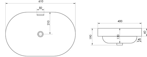 Oltens Tive lavoar 61x40 cm ovale încastrat alb luciu 40823000