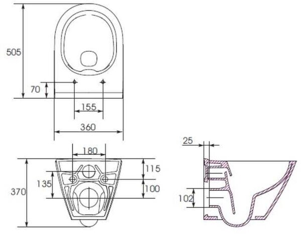Cersanit City vas wc agăţat fără margine alb K35-025