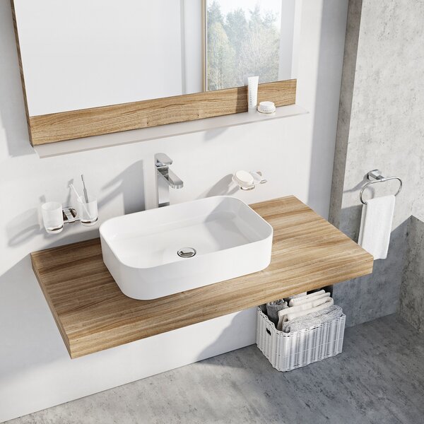 Ravak Ceramic lavoar 55x37 cm dreptunghiular de blat alb luciu XJX01155002