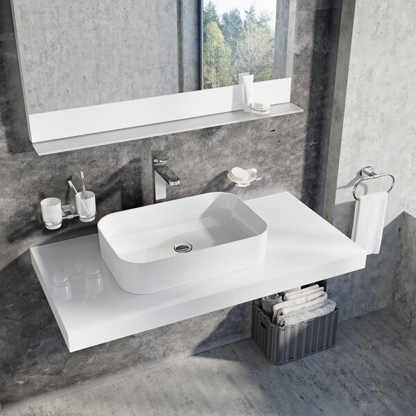 Ravak Ceramic lavoar 55x37 cm dreptunghiular de blat alb luciu XJX01155002