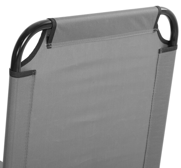 Outsunny Șezlong Pliabil cu Spătar Reglabil în 5 Poziții, Scaun de Grădină cu Material Respirable Oxford, Ideal pentru Plajă, Piscină, Grădină, 188x56x28 cm, Gri | Aosom Romania