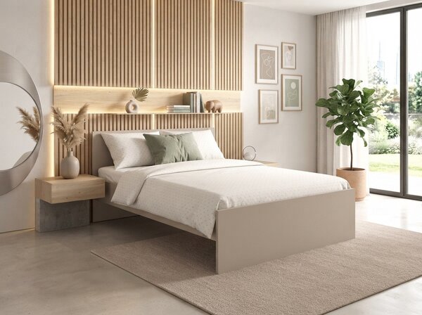 Pat ELISA 120 x 200 cm, casmiru bej Saltele: Fara saltea, Somiera pat: Cu lamele drepte