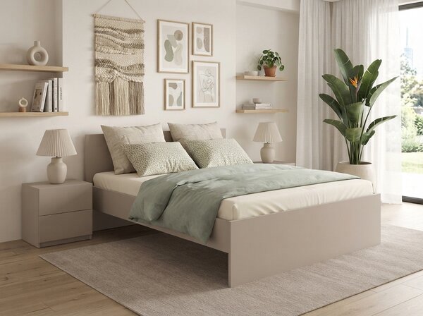 Pat ELISA 140 x 200 cm, casmir bej Saltele: Fara saltea, Somiera pat: Cu lamele drepte