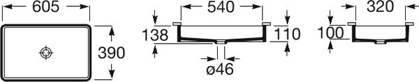 Roca Inspira lavoar 54x32 cm dreptunghiular sub blat mat A327535640