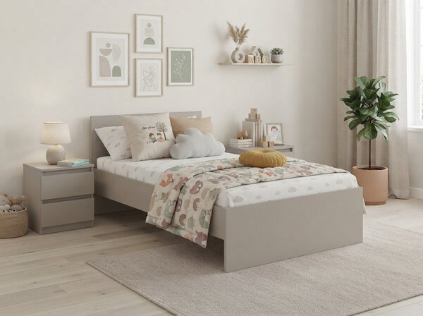 Pat ELISA 90 x 200 cm, casmir bej Saltele: Fara saltea, Somiera pat: Cu lamele drepte
