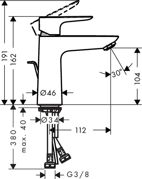 Hansgrohe Talis E baterie lavoar stativ alb 71710700