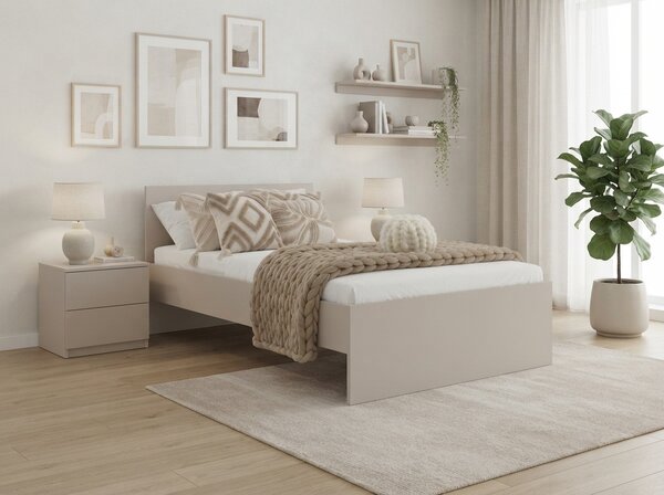 Pat ELISA 90 x 200 cm, casmir bej Saltele: Fara saltea, Somiera pat: Cu lamele drepte