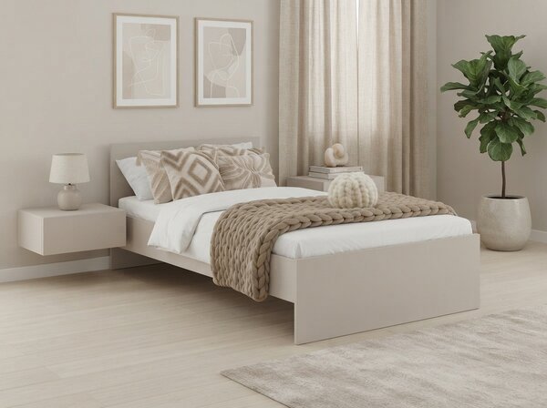 Pat ELISA 90 x 200 cm, casmir bej Saltele: Fara saltea, Somiera pat: Cu lamele drepte
