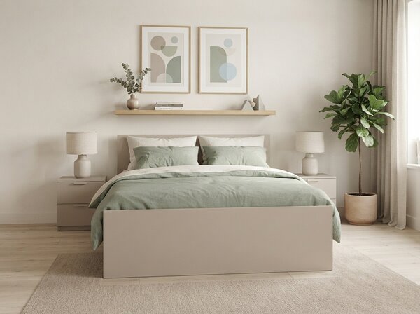 Pat ELISA 140 x 200 cm, casmir bej Saltele: Fara saltea, Somiera pat: Cu lamele drepte