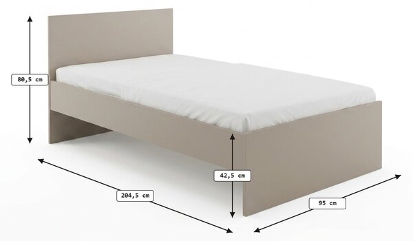 Pat ELISA 90 x 200 cm, casmir bej Saltele: Fara saltea, Somiera pat: Cu lamele drepte