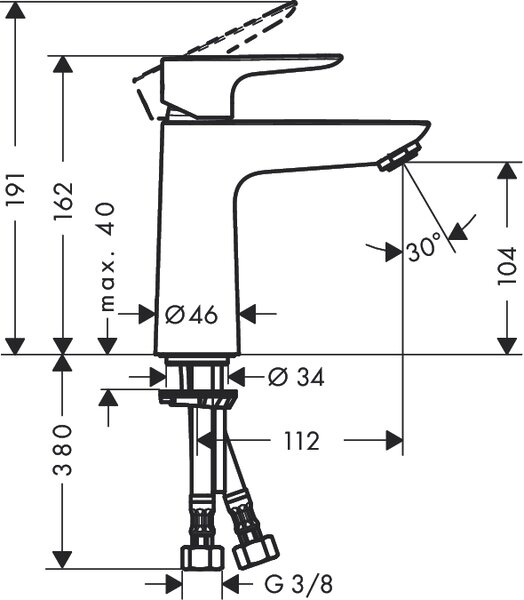 Hansgrohe Talis E baterie lavoar stativ alamă/bronz antic 71714140