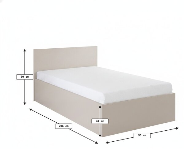 Pat SOFIA 90 x 200 cm, casmir bej Saltele: Fara saltea, Somiera pat: Fara somiera