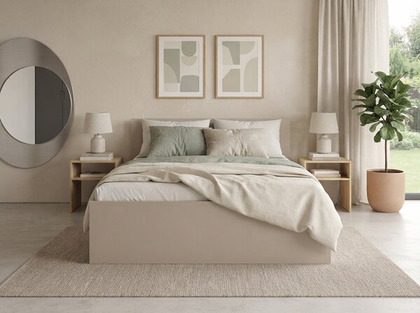 Pat ELISA 180 x 200 cm, casmir bej Saltele: Fara saltea, Somiera pat: Fara somiera
