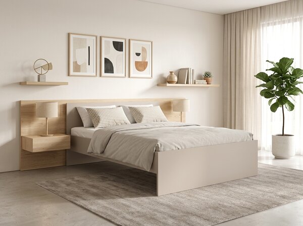 Pat ELISA 180 x 200 cm, casmir bej Saltele: Fara saltea, Somiera pat: Fara somiera