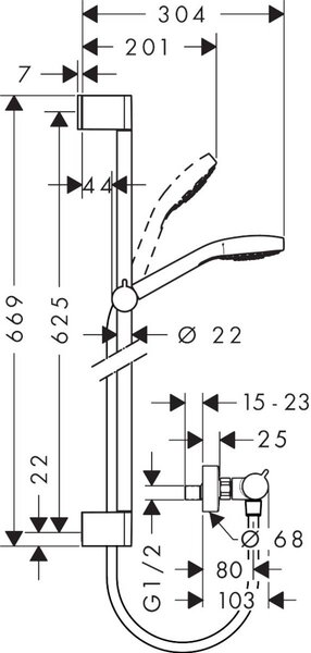 Hansgrohe Ecostat set de duș perete cu termostat crom-alb 27081400
