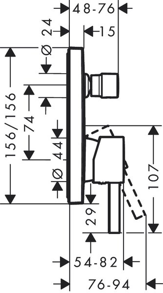 Hansgrohe Finoris baterie cadă-duș ascuns negru 76415670