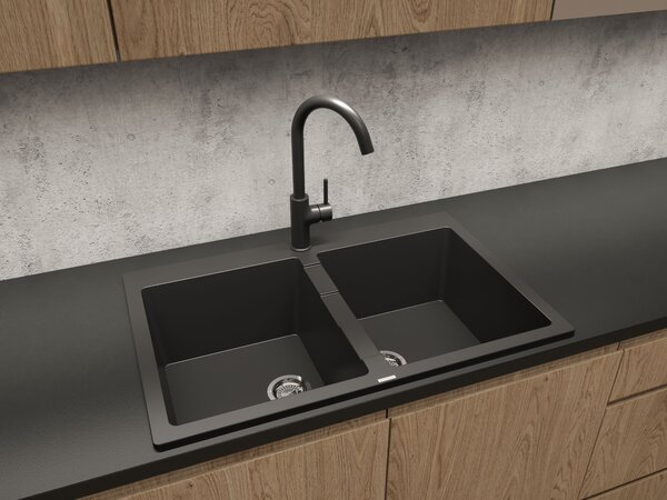 Oltens Skafta baterie bucătărie pe picior negru mat 35206300