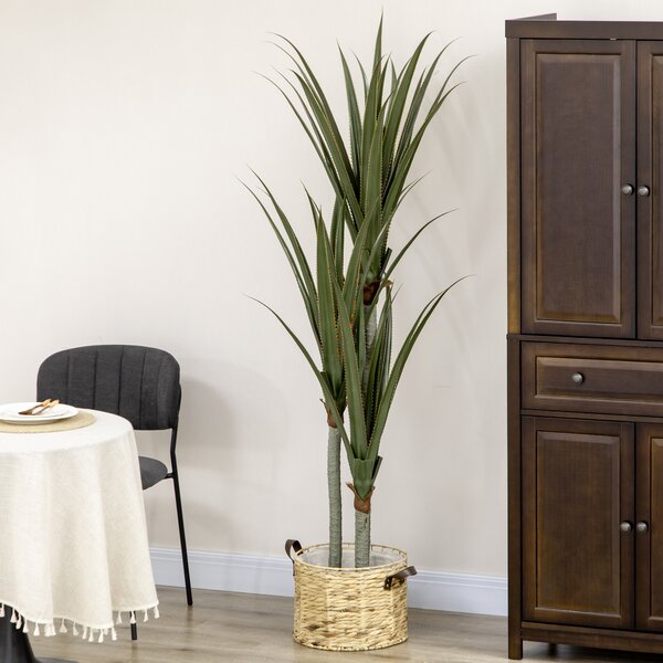 HOMCOM Yucca Artificială de 190 cm, Plantă Artificială cu 39 de Frunze pentru Decor Acasă, Birou, Grădină Ø17x190 cm Verde | Aosom Romania