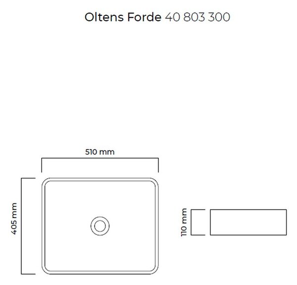 Oltens Forde lavoar 51x40.5 cm dreptunghiular de blat negru mat 40303300